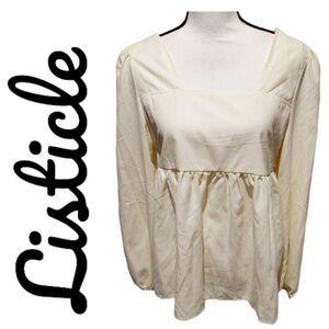 𝅺listicle baby doll blouse cream womens size large